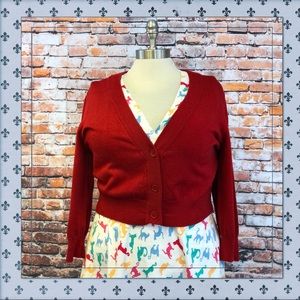 ModCloth Dream of the Crop Cardigan in Red 2X